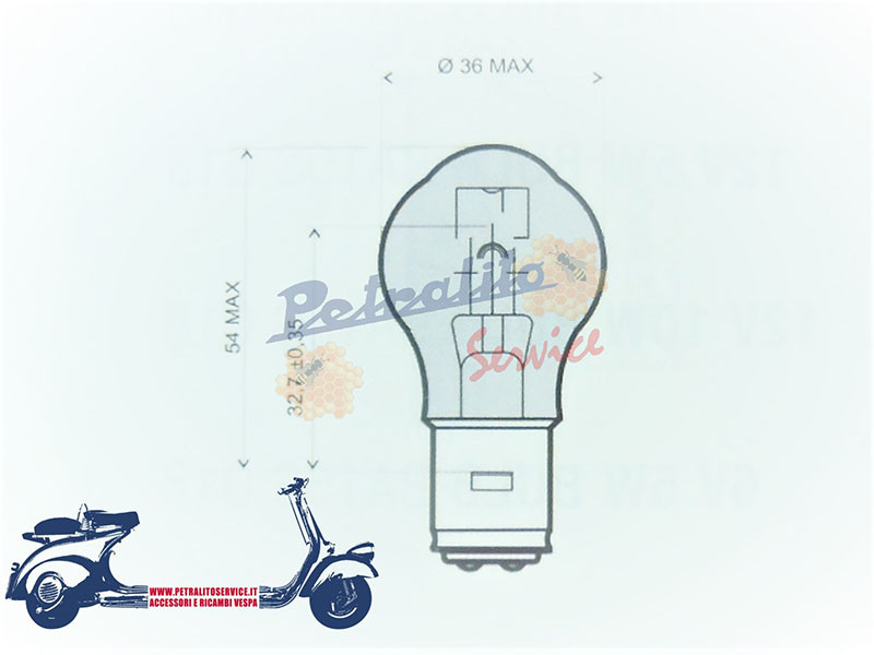 Lampadina biluce simmetrica bipolare 12v . 25-25w