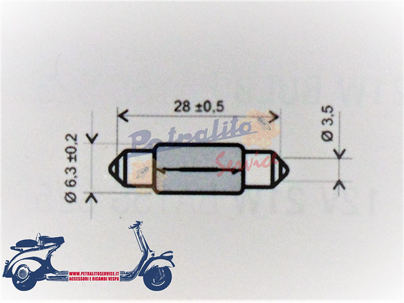 Lampadina a siluro  6v . 5w